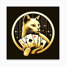 Gold Cat Playing Cards Canvas Print