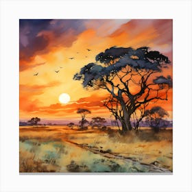 Sunset In The Savannah Canvas Print
