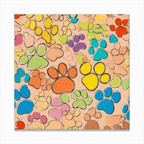 Dog And Cat Paws Pattern (2) Canvas Print