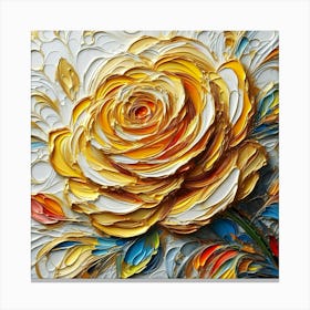 Yellow Rose Painting With Gold Touch Canvas Print