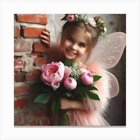 Fairy Girl With Flowers Canvas Print