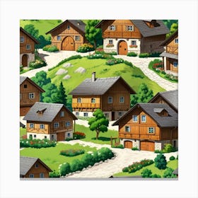 Village In The Mountains 2 Canvas Print