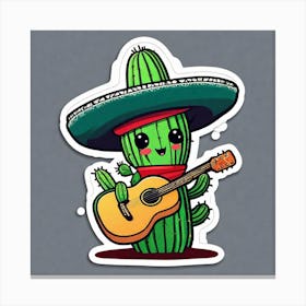 Cactus With Guitar 13 Canvas Print