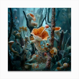 Organic Sculptur Aqua Flower 1 Canvas Print