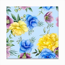 Watercolor Flowers Seamless Pattern Canvas Print