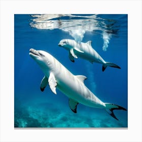 Two Dolphins Swimming In The Ocean Canvas Print