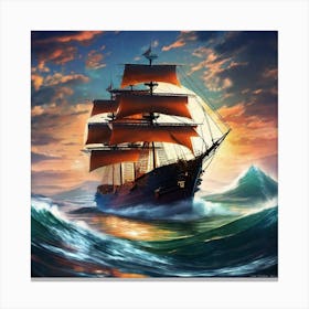 Sailing Ship In The Ocean 3 Canvas Print