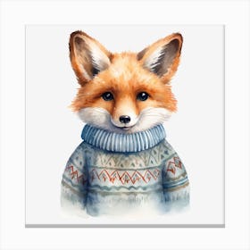 Fox In Sweater Canvas Print