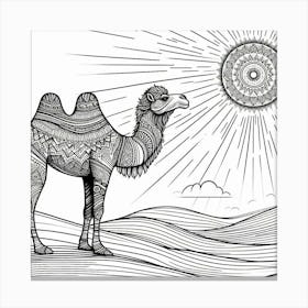 Line Art camel 3 Canvas Print