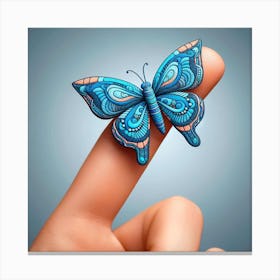 Butterfly On A Finger Canvas Print