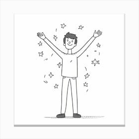 Happy Man With Stars Vector Illustration Canvas Print