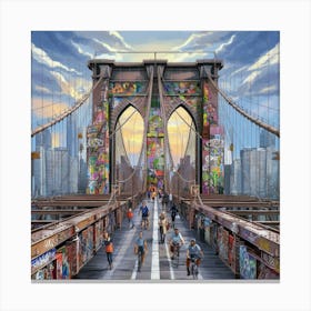 A Stunning Illustration Of The Iconic Brooklyn Bri 3oaaqjv7t Cfrrjitcjpsw Ztn4fuvgqbougaba1t6xtw Canvas Print