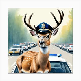 Deer Police Officer 1 Canvas Print