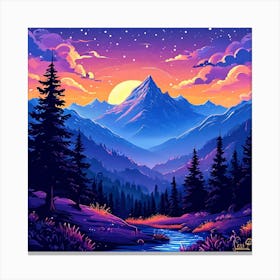 Mountain Sunset art print Canvas Print