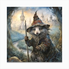 Magical Wizard Animal Character, Cute Bear Art Print Canvas Print