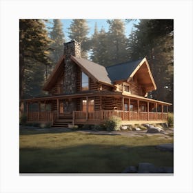 Log Cabin In The Woods Canvas Print