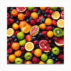 Fresh Fruits On A Black Background 2 Canvas Print