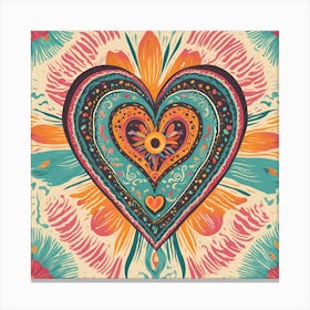 Retro Mexican Heart Canvas Print