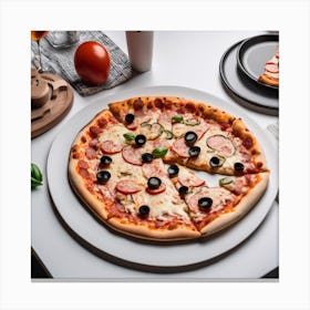 Pizza On A Table Canvas Print