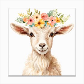 Floral Baby Goat Nursery Illustration (25) Canvas Print