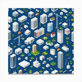 Isometric Seamless Pattern Megapolis Canvas Print