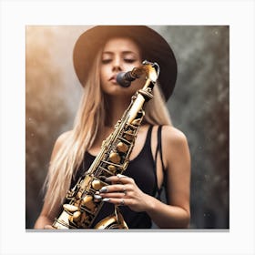 Beautiful Sax Girl Canvas Print