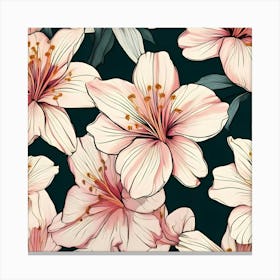 Pink Lilies Seamless Pattern Canvas Print