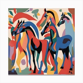 Matisse Style Horses Of The Rainbow Canvas Print