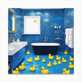 Bathroom With Rubber Ducks Canvas Print