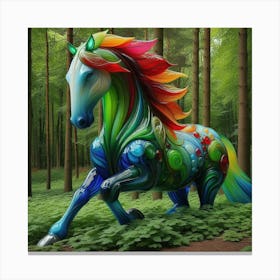 Colorful Horse In The Woods Canvas Print