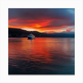 Sunset Over A Cruise Ship Canvas Print