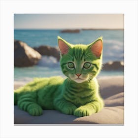 Green Cat Canvas Print