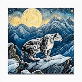 Snow Leopard At Night Canvas Print