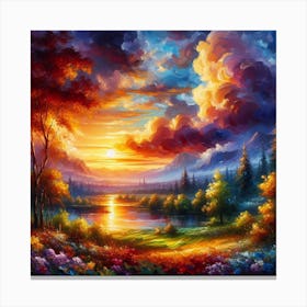 Sunset In The Mountains 5 Canvas Print