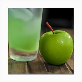 Green Apple And Water On It (1) Canvas Print