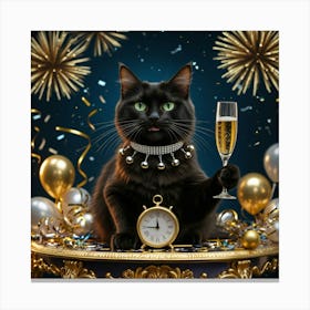 Leonardo Phoenix 10 A Regal Black Cat With Piercing Green Eyes 0 Canvas Print