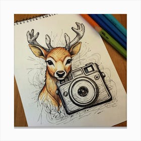 Deer With Camera 4 Canvas Print