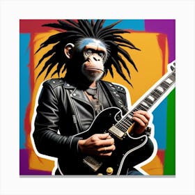 Chimp jamming With A Guitar Canvas Print