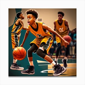 Basketball Player Dribbling 10 Canvas Print