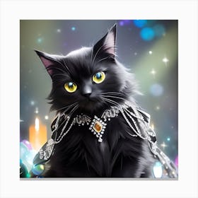 Black Cat With Jewels Canvas Print