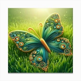 Butterfly In The Grass 2 Canvas Print