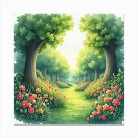 Watercolor The Enchanting Garden Of The Hesperides In A Lush Scene 1 Canvas Print