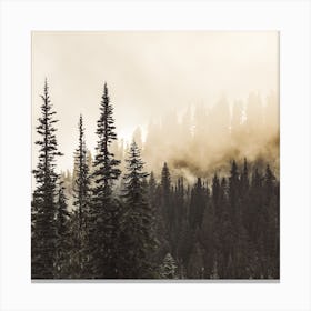 Forest Fire Smoke Square Canvas Print