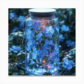 Blue Flowers In A Jar Canvas Print