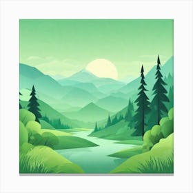 Misty mountains background in green tone 81 Canvas Print