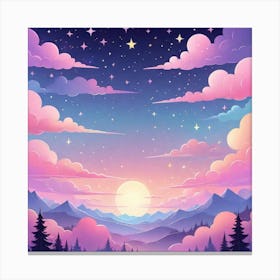Sky With Twinkling Stars In Pastel Colors Square Composition 34 Canvas Print