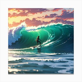 Surfer At Sunset 1 Canvas Print