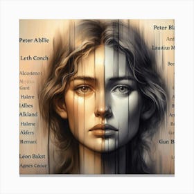 woman face, she pretends not to suffer, Peter Blake, Beth Conklin, Laurel Burch, Anni Albers, Helene Beland, Leon Bakst, Agnes Cecile. Canvas Print