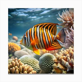 Tropical Fish On Coral Reef Canvas Print