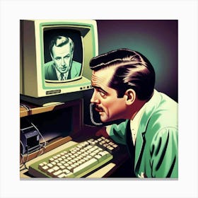 Man In Front Of A Computer Canvas Print